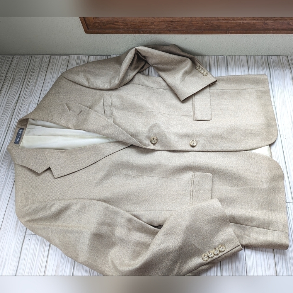 Oscar de la Renta Tailored Fit Wool Blazer in Sand Dune Size 10 / 12 - Picture 10 of 15